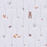 Tapeta 38119-1 Little Love AS Creation do pokoju dziecięcego motyw zwierząt leśnych – szarość, biel, brąz