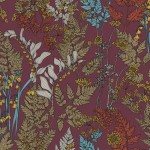 Tapeta 37751-4 Floral Impression AS Creation fioletowa z kolorowymi liśćmi i kwiatami - czerwony, żółty, bla