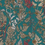 Tapeta 37751-5 Floral Impression AS Creation turkusowy styl rysowania z motywem liści i kwiatów - niebieski, beżowy, żółty