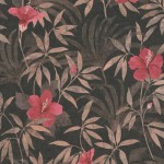 Tapeta 38028-3 Cuba AS Creation liście dżungli i kwiaty hibiskusa – brąz, czerwień