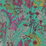 Tapeta 37751-6 Floral Impression AS Creation zielona flizelinowa kolorowy wzór liści w rysunkowym stylu - zielony, fioletowy, szary