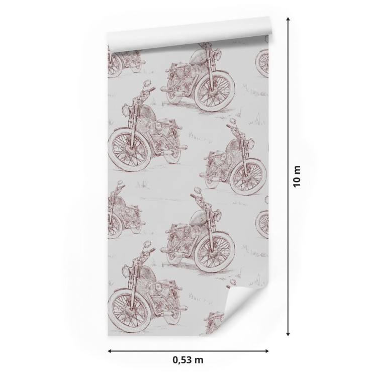 Tapeta Szkicowane Retro Motocykle 3D