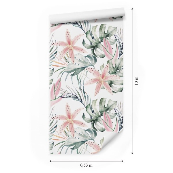 Tapeta Tropikalne Orchidee Z Liśćmi