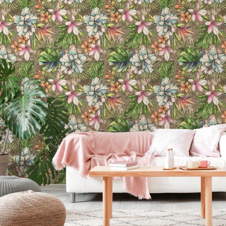 Tapeta Rajskie Kwiaty, Liście Palmowe I Monstery