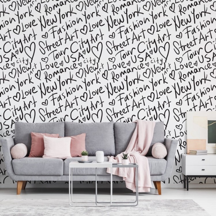 Tapeta Czarno-Biała Typografia Nowy Jork