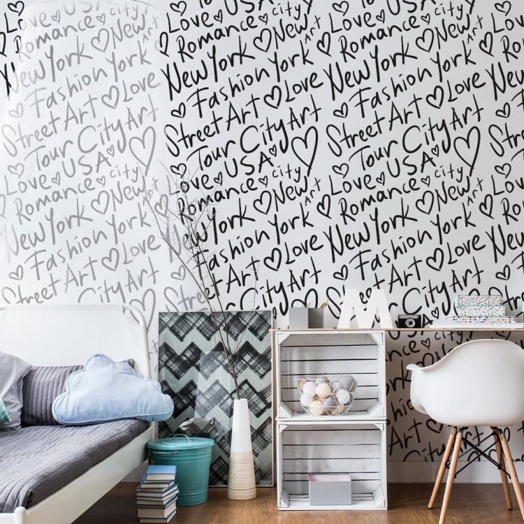 Tapeta Czarno-Biała Typografia Nowy Jork