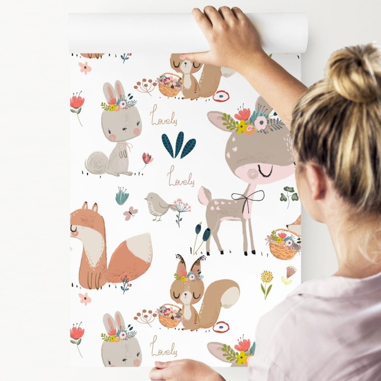 Tapeta Zwierzęta Leśne I Kwiaty