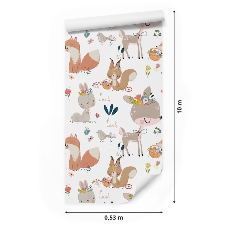 Tapeta Zwierzęta Leśne I Kwiaty