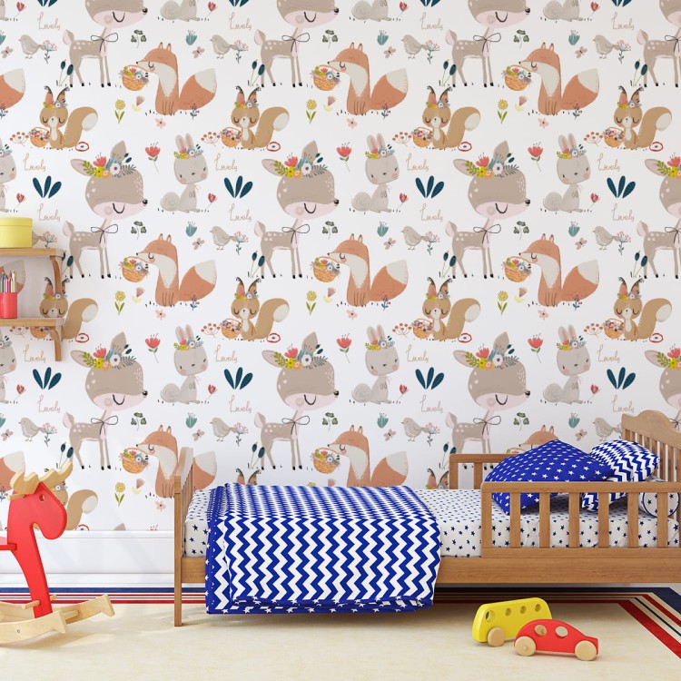 Tapeta Zwierzęta Leśne I Kwiaty