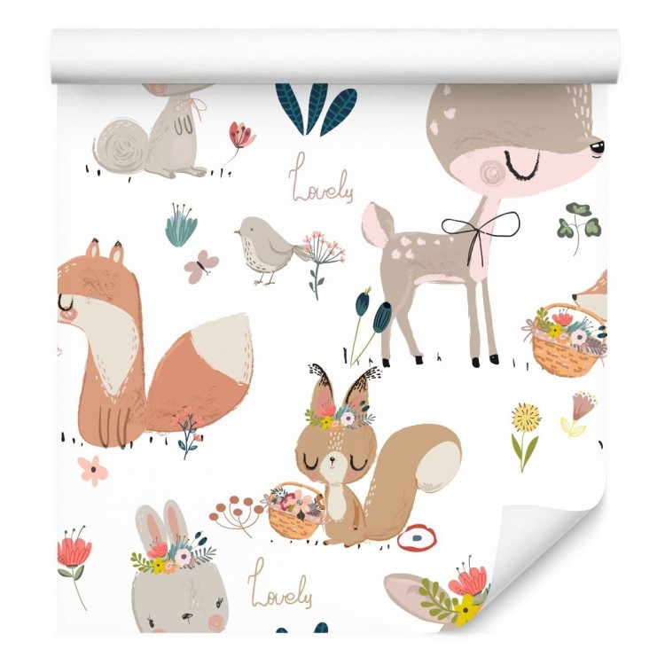 Tapeta Zwierzęta Leśne I Kwiaty