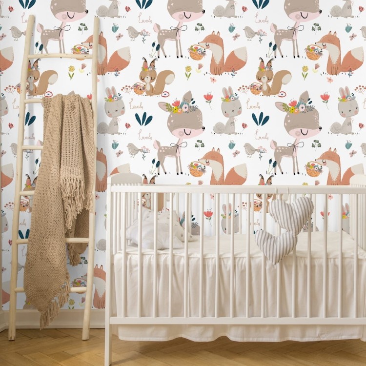 Tapeta Zwierzęta Leśne I Kwiaty