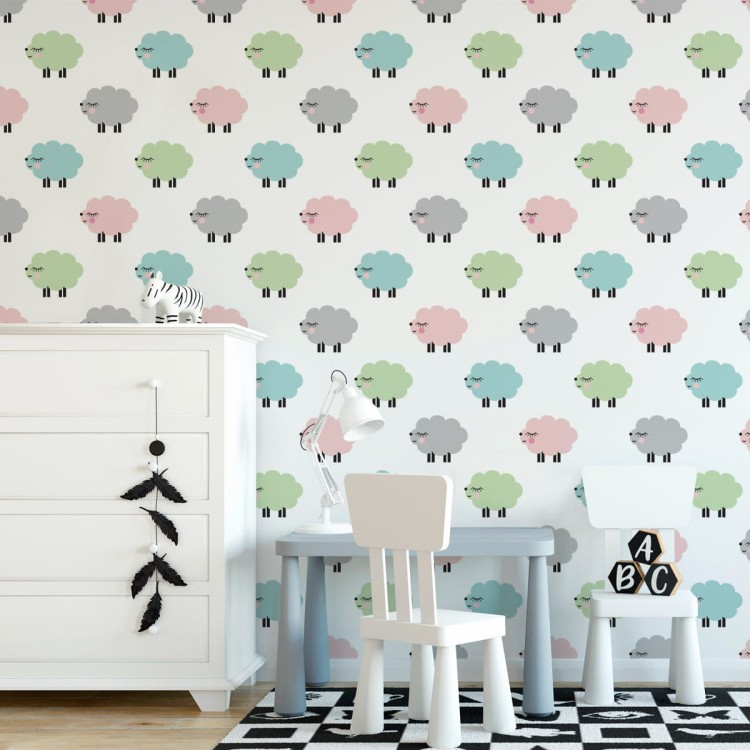 Tapeta Kolorowe Owieczki