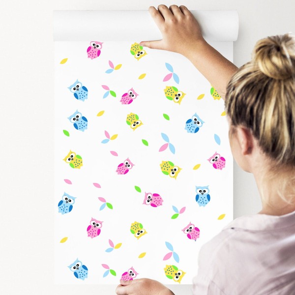 Tapeta Kolorowe Sówki