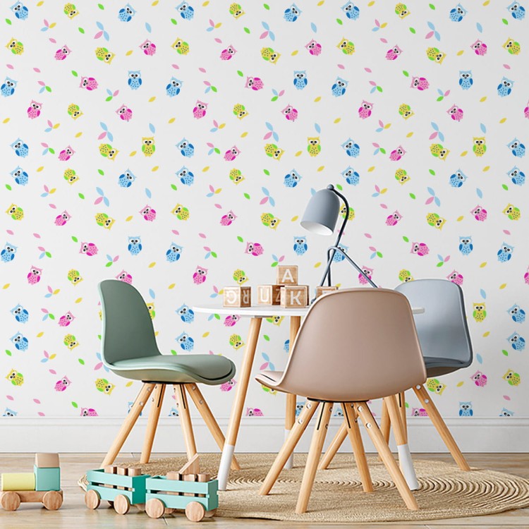 Tapeta Kolorowe Sówki