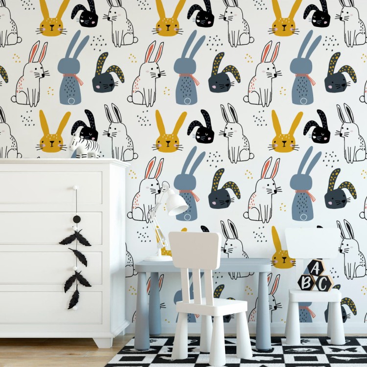 Tapeta Króliki Na Białym Tle