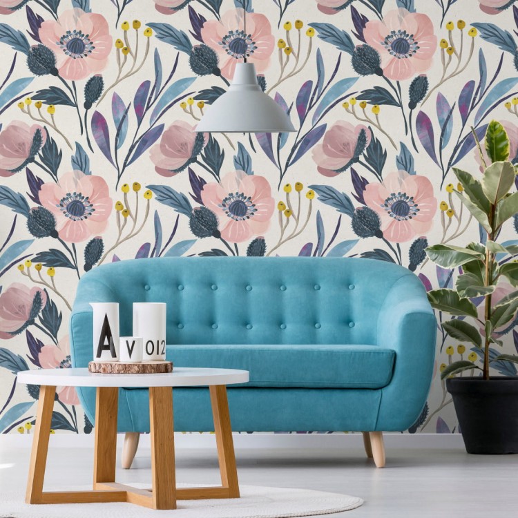Tapeta Pastelowe Kwiaty Retro
