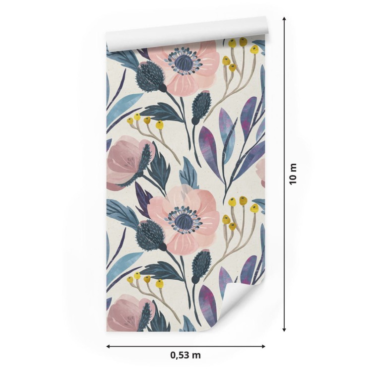 Tapeta Pastelowe Kwiaty Retro