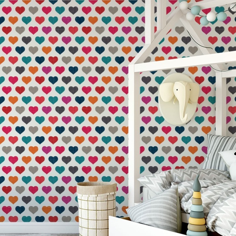 Tapeta Kolorowe Serca W Stylu Retro