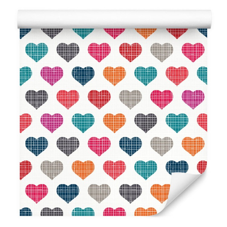 Tapeta Kolorowe Serca W Stylu Retro