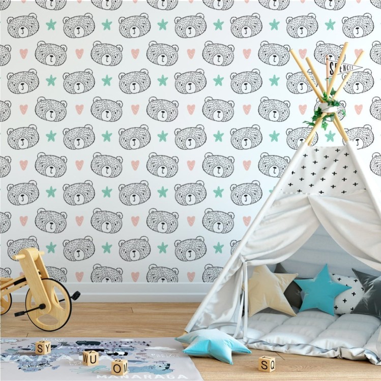 Tapeta Misie Serca Gwiazdki