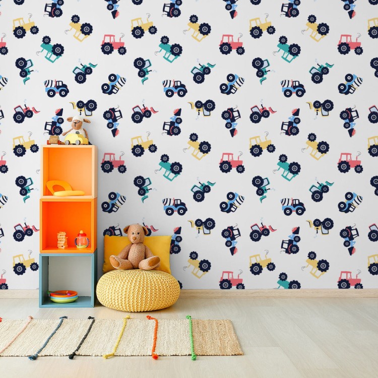 Tapeta Do Pokoju Dziecka Pojazdy Traktory Koparki
