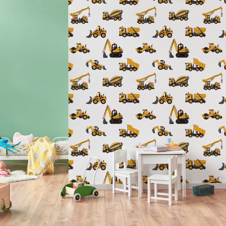 Tapeta W Pojazdy Koparki Maszyny, Pokój Dziecięcy