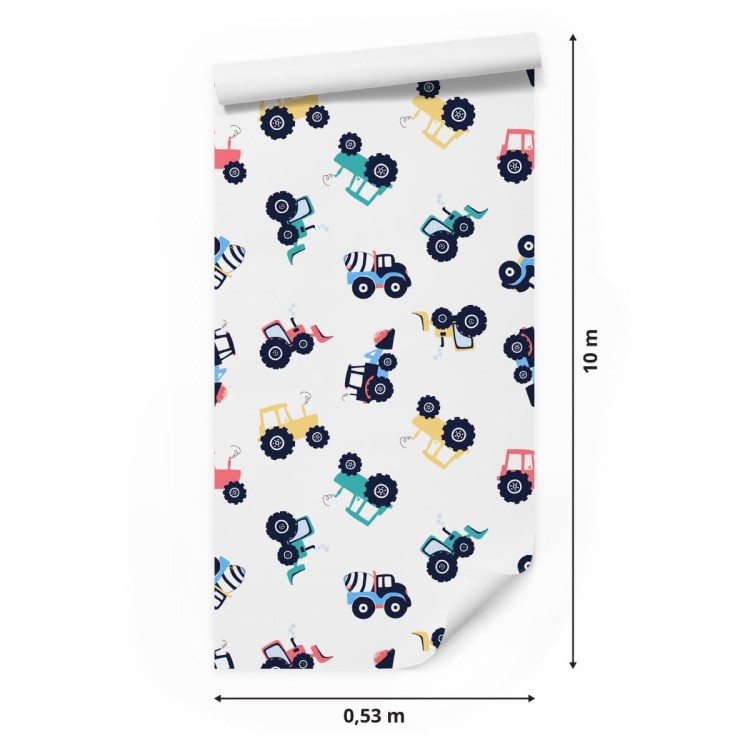 Tapeta Do Pokoju Dziecka Pojazdy Traktory Koparki