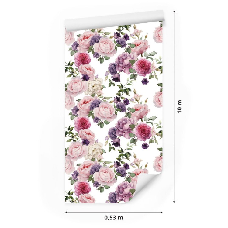 Tapeta Kwiatowy Wzór Z Różami Akwarela