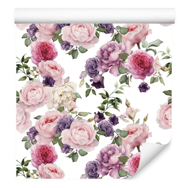 Tapeta Kwiatowy Wzór Z Różami Akwarela