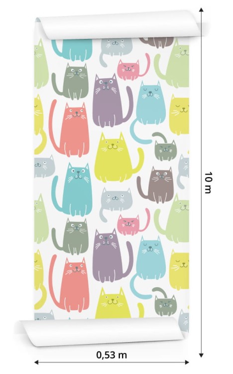 Tapeta Dla Dzieci - Kolorowe Wesołe Kotki