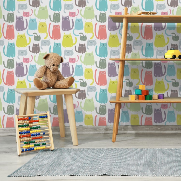 Tapeta Dla Dzieci - Kolorowe Wesołe Kotki