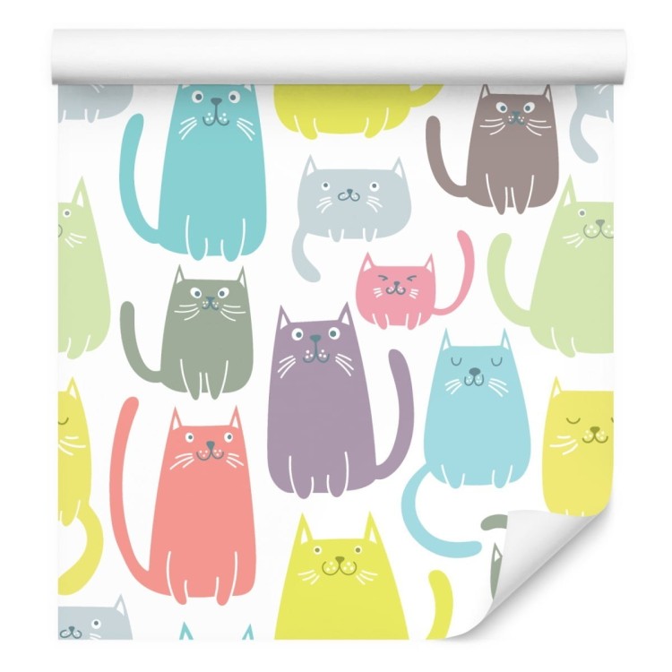 Tapeta Dla Dzieci - Kolorowe Wesołe Kotki