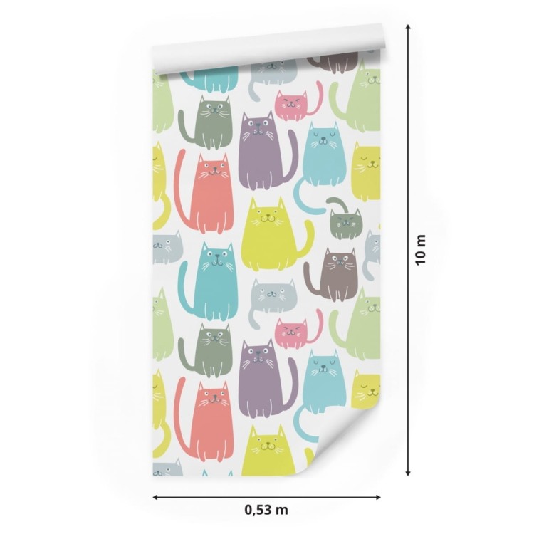 Tapeta Dla Dzieci - Kolorowe Wesołe Kotki