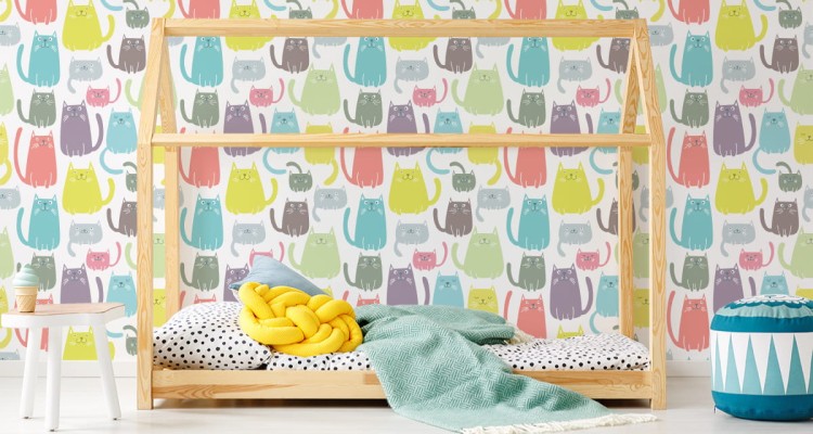 Tapeta Dla Dzieci - Kolorowe Wesołe Kotki