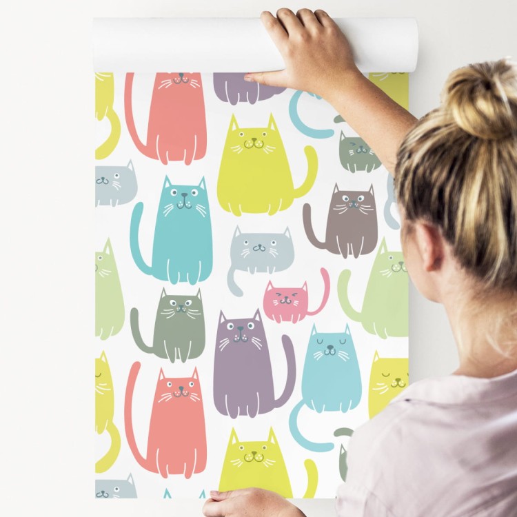 Tapeta Dla Dzieci - Kolorowe Wesołe Kotki