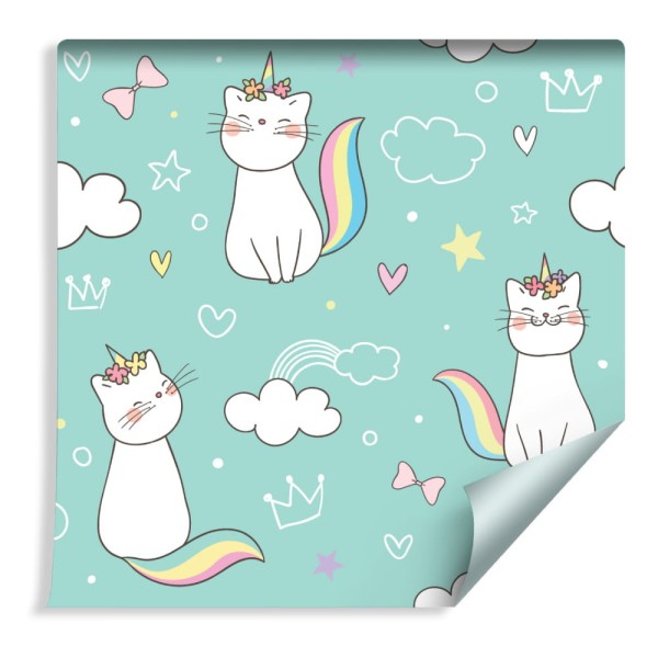 Tapeta Dla Dzieci - Tęczowe Kotki