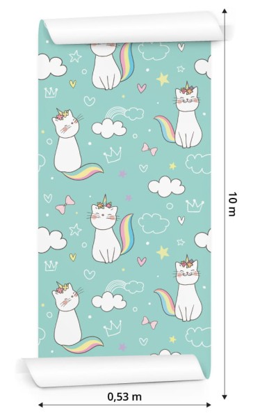 Tapeta Dla Dzieci - Tęczowe Kotki
