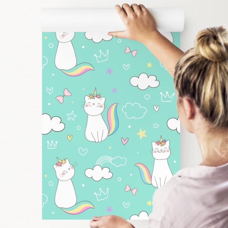 Tapeta Dla Dzieci - Tęczowe Kotki