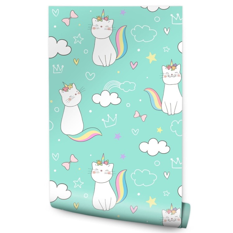 Tapeta Dla Dzieci - Tęczowe Kotki