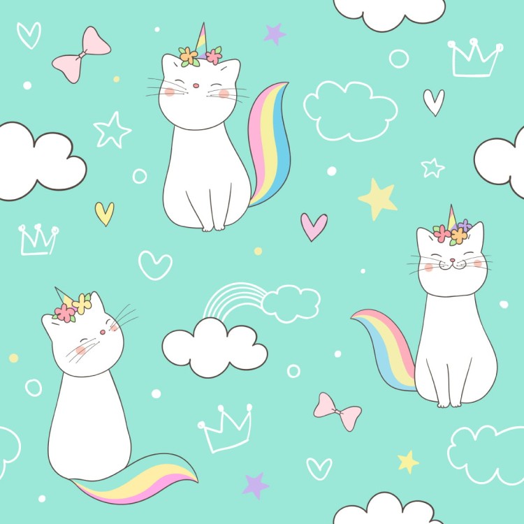 Tapeta Dla Dzieci - Tęczowe Kotki