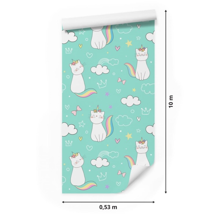 Tapeta Dla Dzieci - Tęczowe Kotki