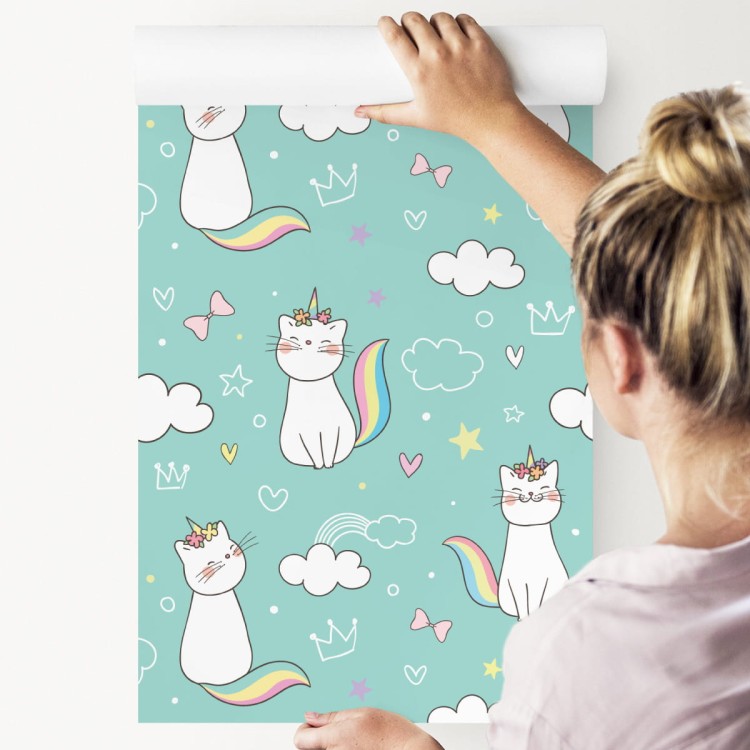 Tapeta Dla Dzieci - Tęczowe Kotki