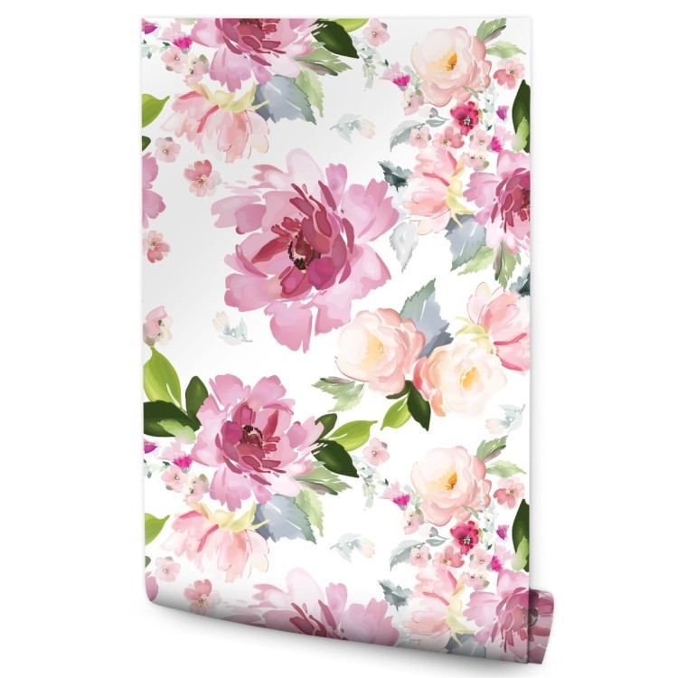 Tapeta Kwiaty Malowane Akwarelą