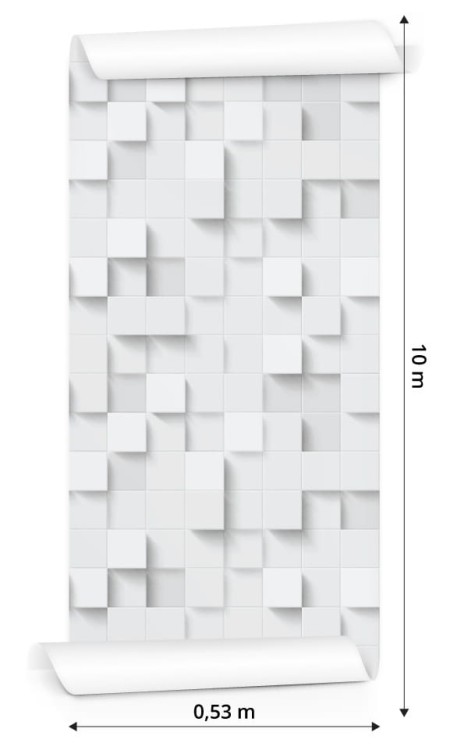 Tapeta Biała Nowoczesna Mozaika - Efekt 3D