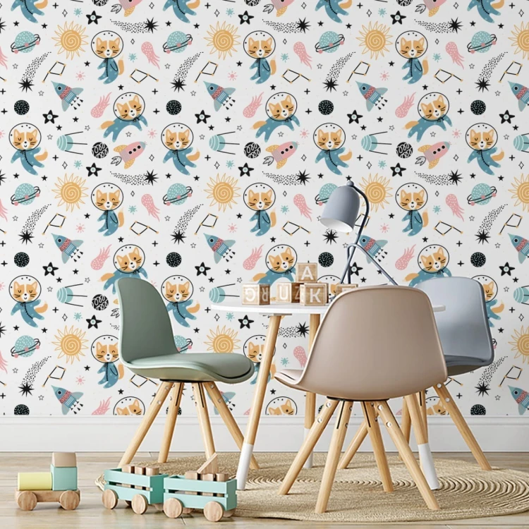 Tapeta Dla Dzieci - Wesołe Liski W Kosmosie