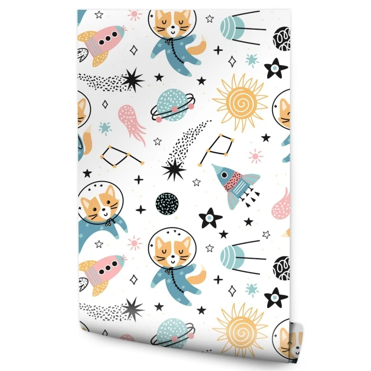 Tapeta Dla Dzieci - Wesołe Liski W Kosmosie