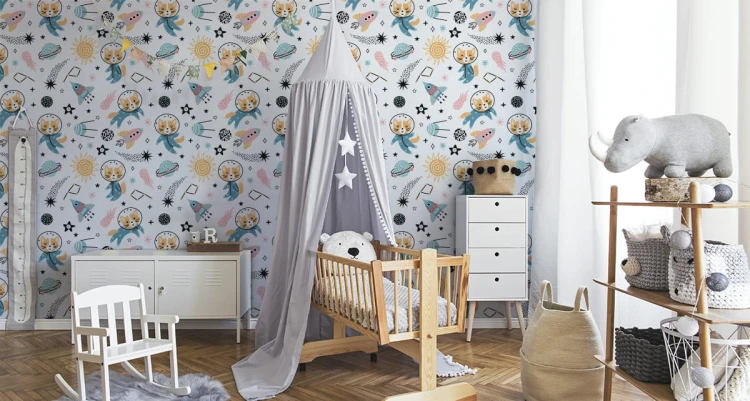 Tapeta Dla Dzieci - Wesołe Liski W Kosmosie