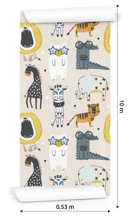 Tapeta Dla Dzieci - Dzikie Zwierzątka W Stylu Skandynawskim