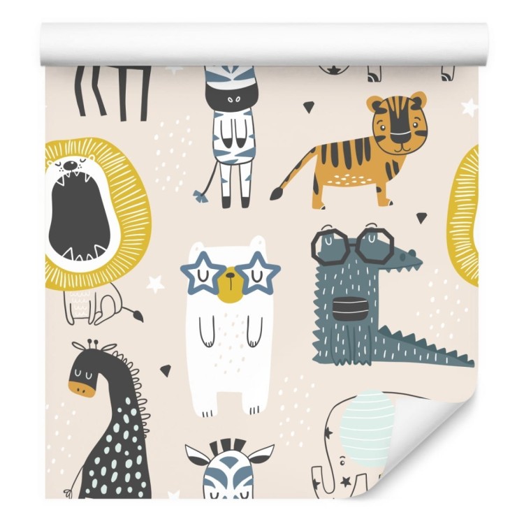 Tapeta Dla Dzieci - Dzikie Zwierzątka W Stylu Skandynawskim