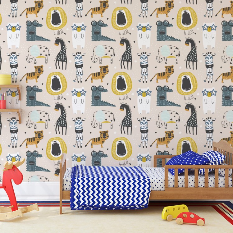 Tapeta Dla Dzieci - Dzikie Zwierzątka W Stylu Skandynawskim